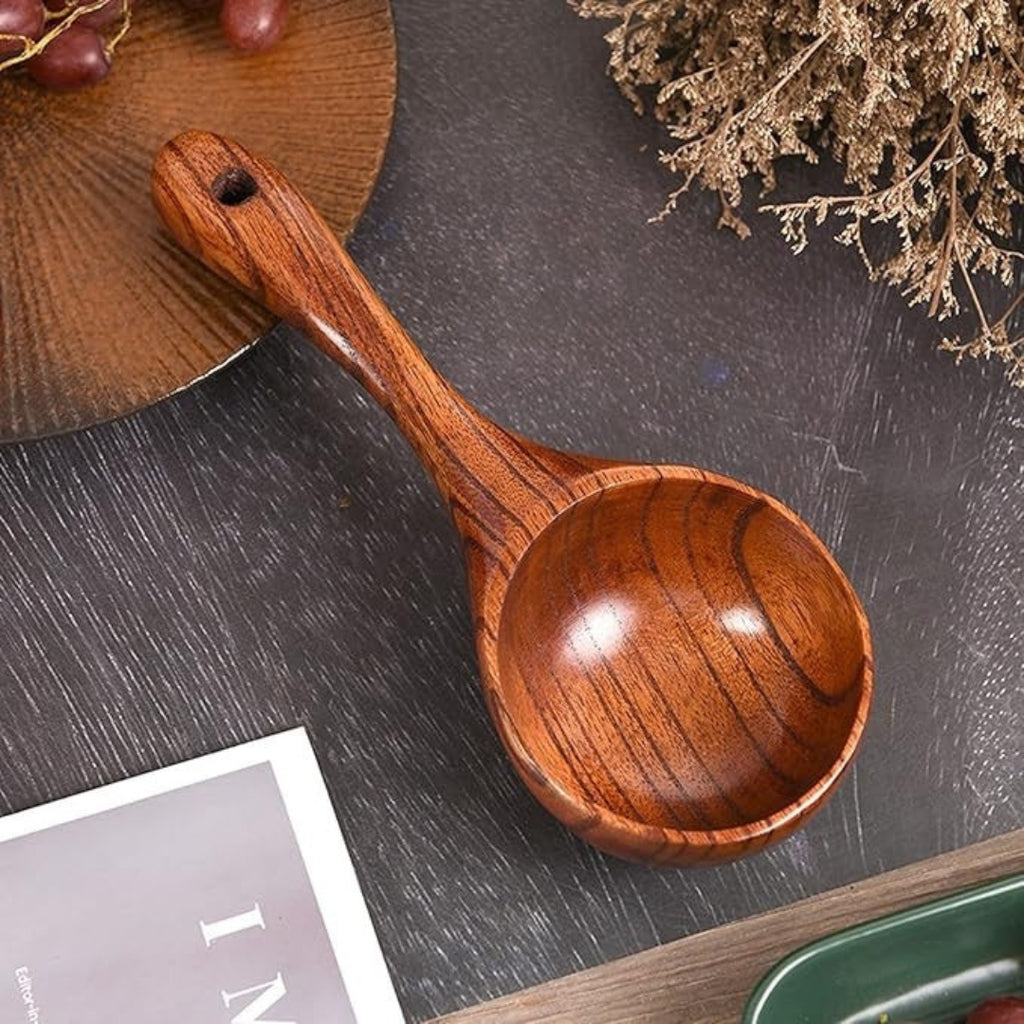 Artisan Wooden Kitchen Scoop with Balanced Ergonomic Grip Brown