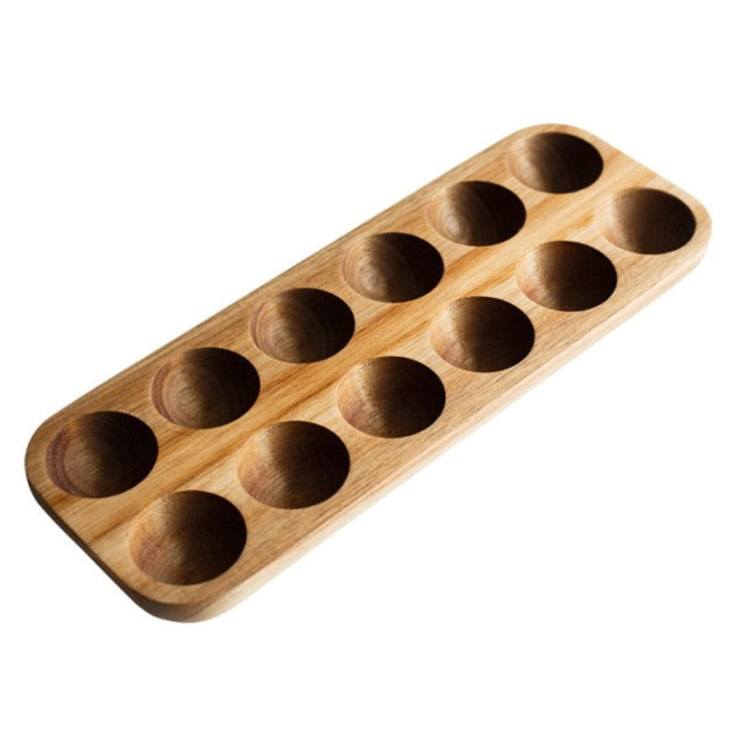 Artisan Wooden Egg Holder for Chic Kitchen Counter Storage 12 Eggs