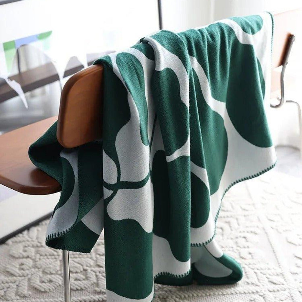 Modern Bohemian Living Blanket Featuring Abstract Design Green