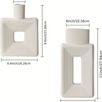 Elegant White Ceramic Vase Set with Geometric Boho Design