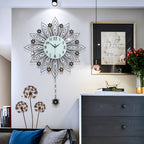 Opulent Floral Wall Clock with Gold Accents for Living Space