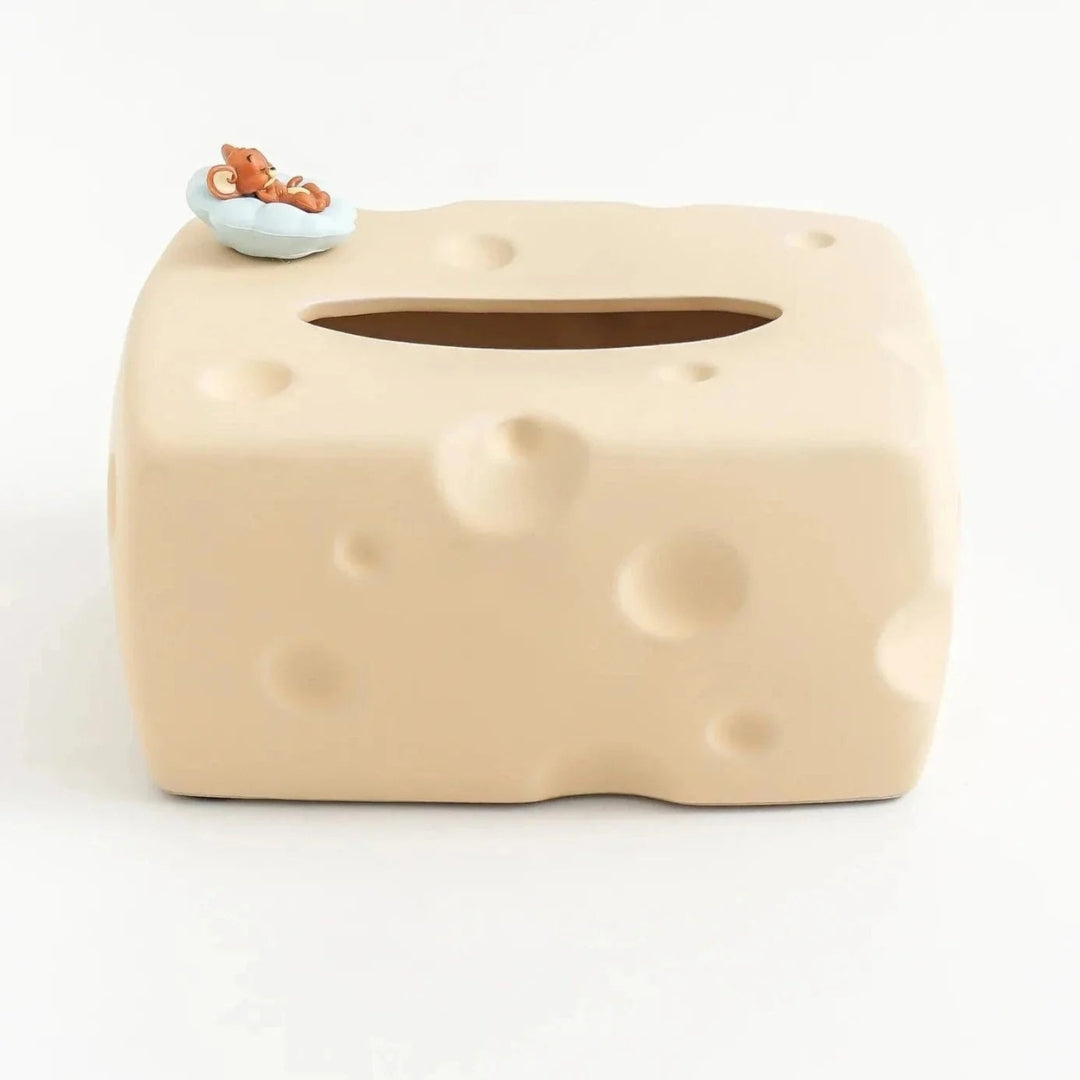Playful Cheese Shaped Ceramic Tissue Box | Modern Accent