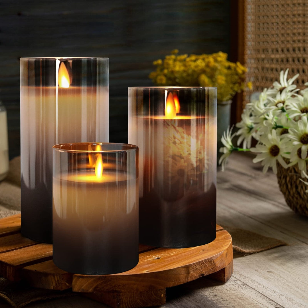 Realistic Flameless LED Candle | Remote Timer Light Indoor Gray