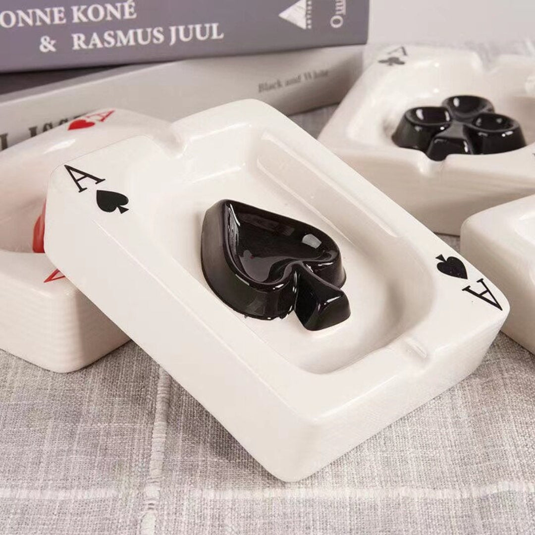Poker Heart Ceramic Ashtray | Modern Card Design Decor