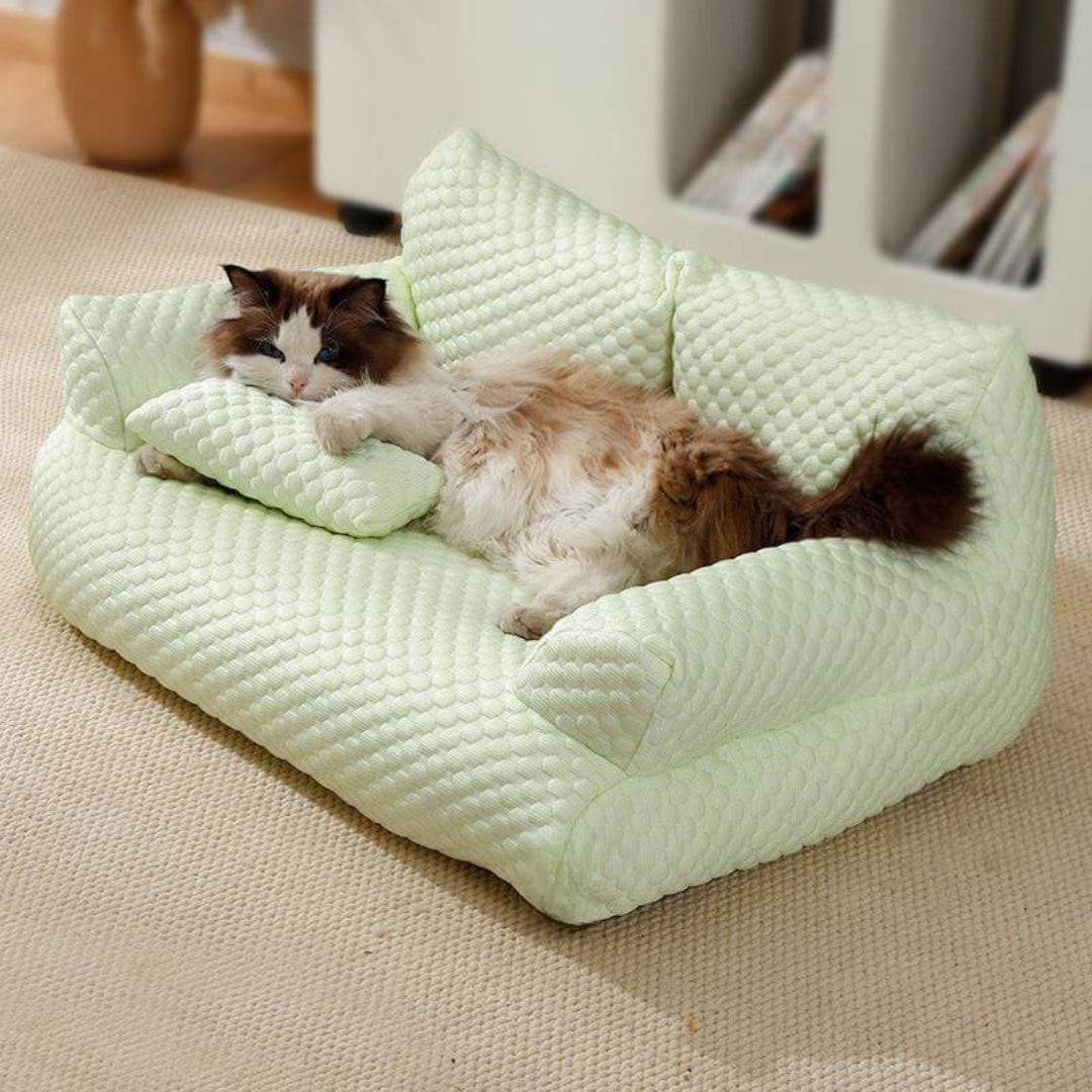 Ergonomic Cooling Pet Bed | Breathable Cushioned Base Design Green