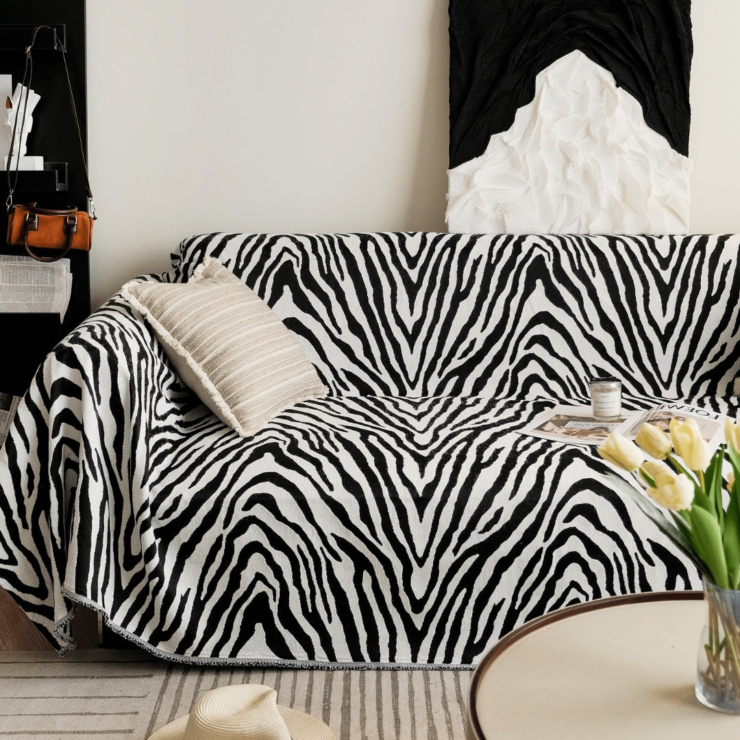 Sleek Striped Sofa Cover Offering Stylish Room Protection Gray