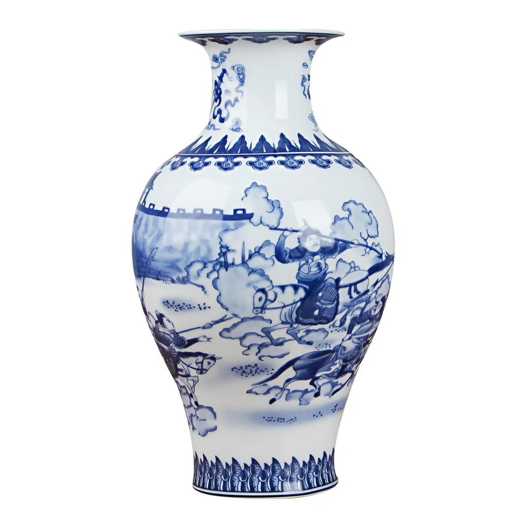 Classic Chinese Blue and White Ceramic Vase with Antique Design E