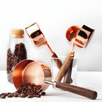 Premium Measuring Cups & Spoons | Steel Set with Wood Handle Cups