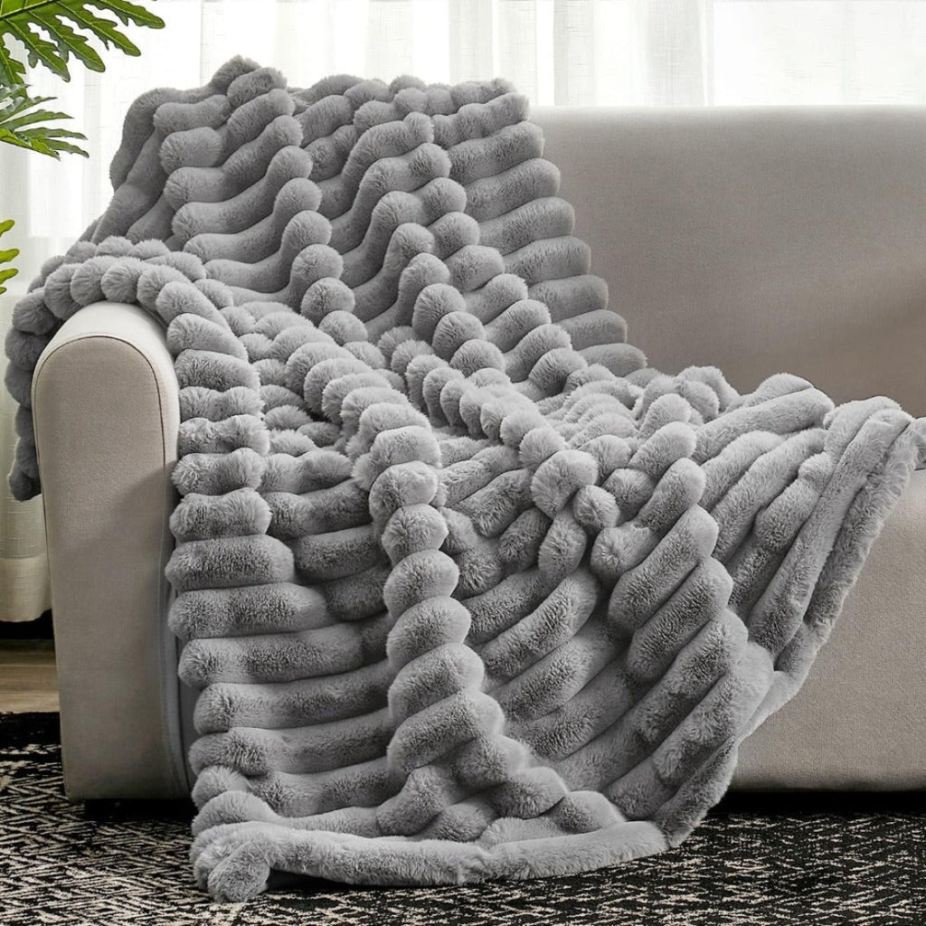 Plush Ribbed Blanket for Cozy Warmth and Daily Comfort Use