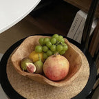 Rustic Carved Wood Fruit Bowl for Home Table Styling Decor
