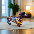 Sculptural Dachshund Dog Figurine | Artistic Home Decor Multicolor
