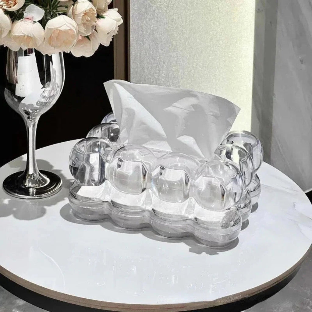 Elegant Acrylic Tissue Box with Sculptural Contemporary Form
