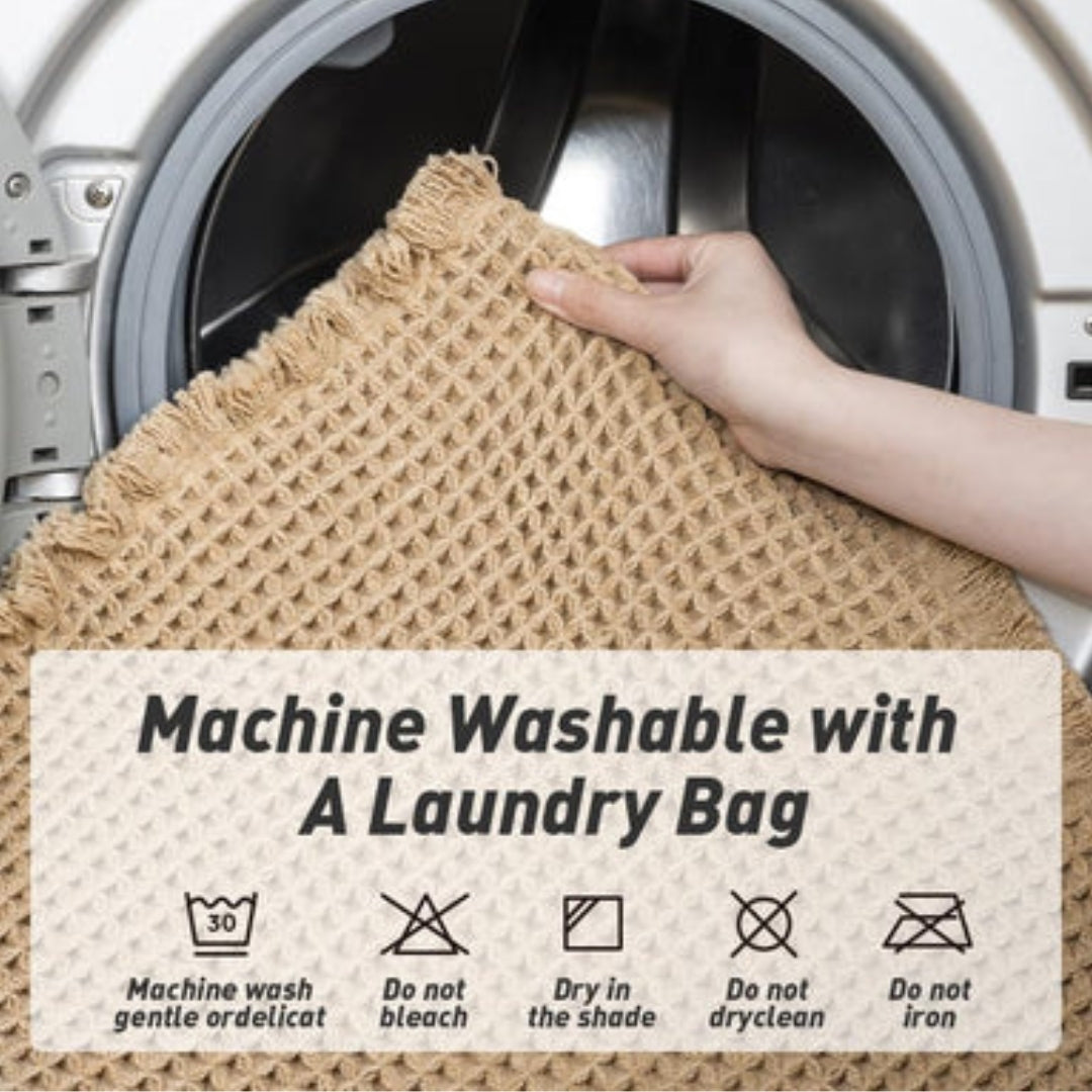 Plush Waffle Bath Mat | Absorbent Non Slip Bathroom Rug