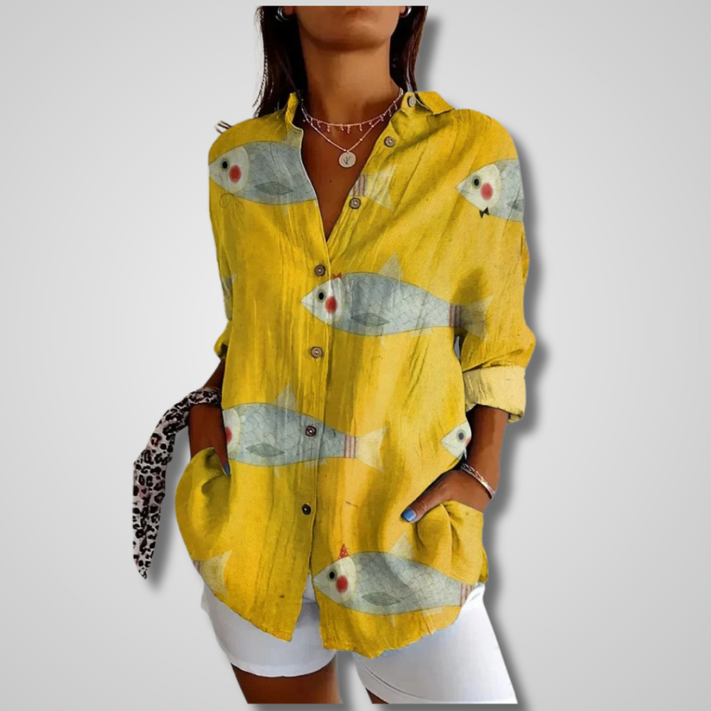 Women’s Vintage Casual Blouse - Relaxed Summer Top Yellow