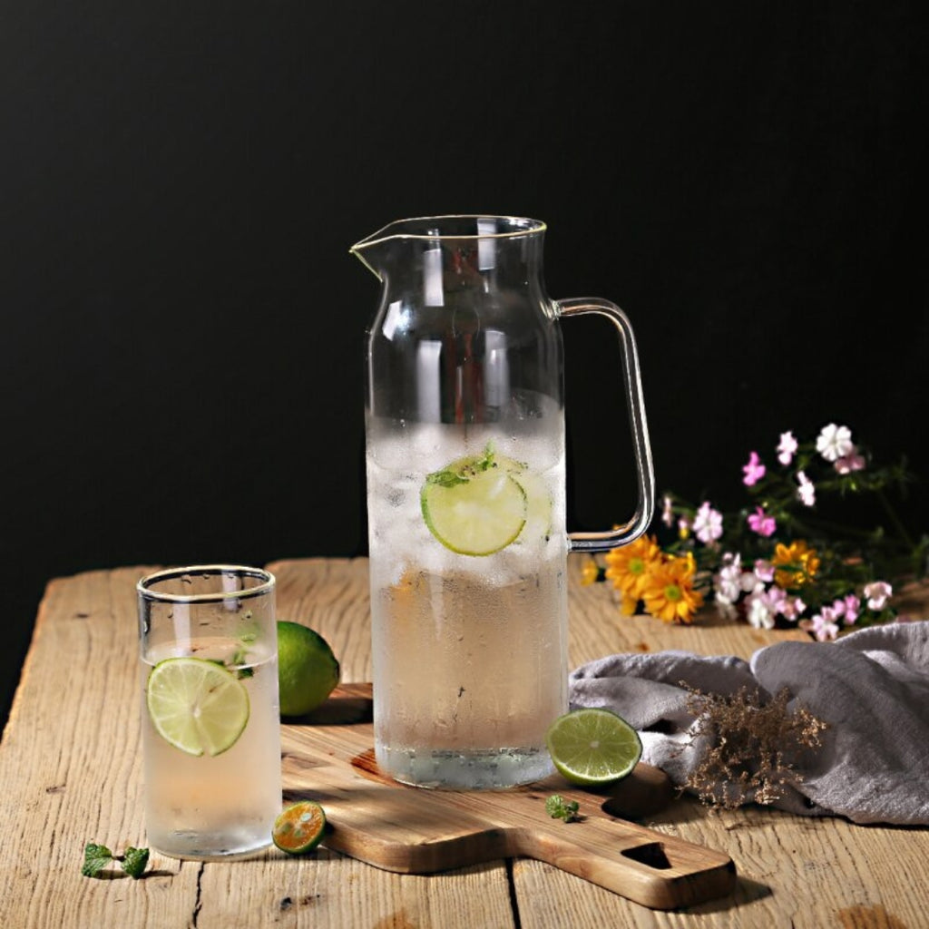 Elegant Glass Water Pitcher with Heat Resistant Steel Lid 1.2 Litre