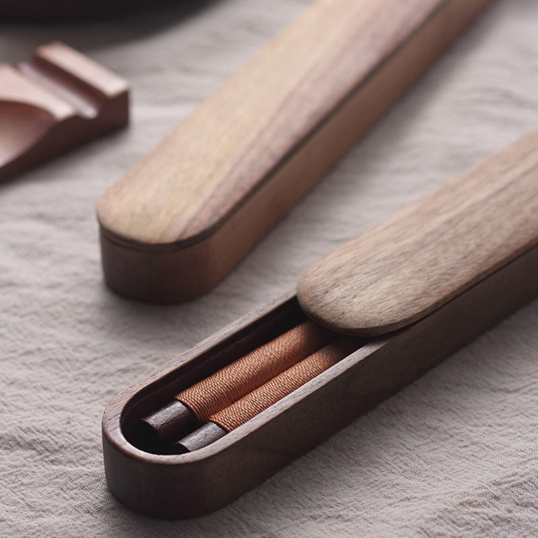 Handcrafted Walnut Wood Chopsticks with Decorative Wire