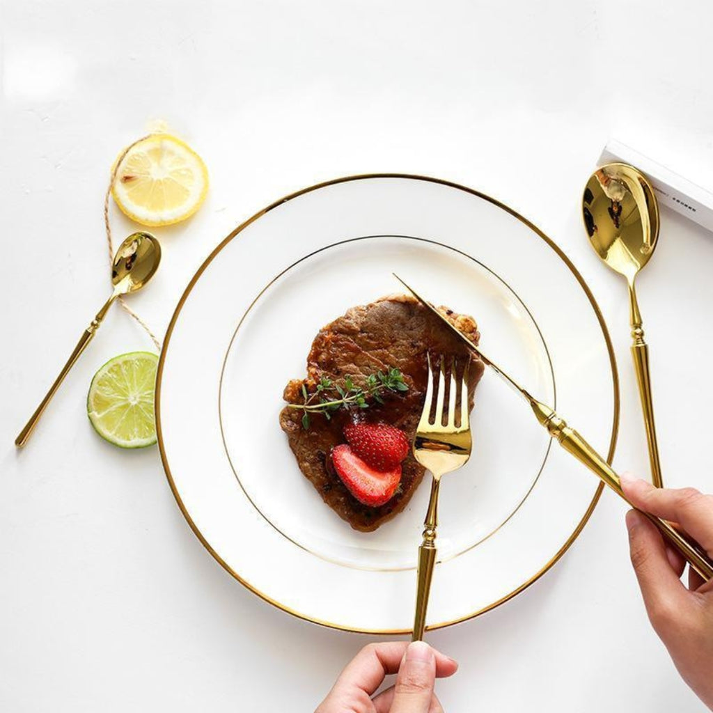 Elegant Gold Stainless Steel Cutlery Set for Stylish Dining