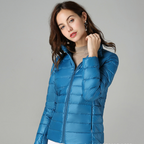 Women’s Ultra-Light Puffer Jacket with Fine Pleats Sky Blue