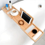 Modern Extendable Bamboo Bath Tray | Adjustable Caddy Tray