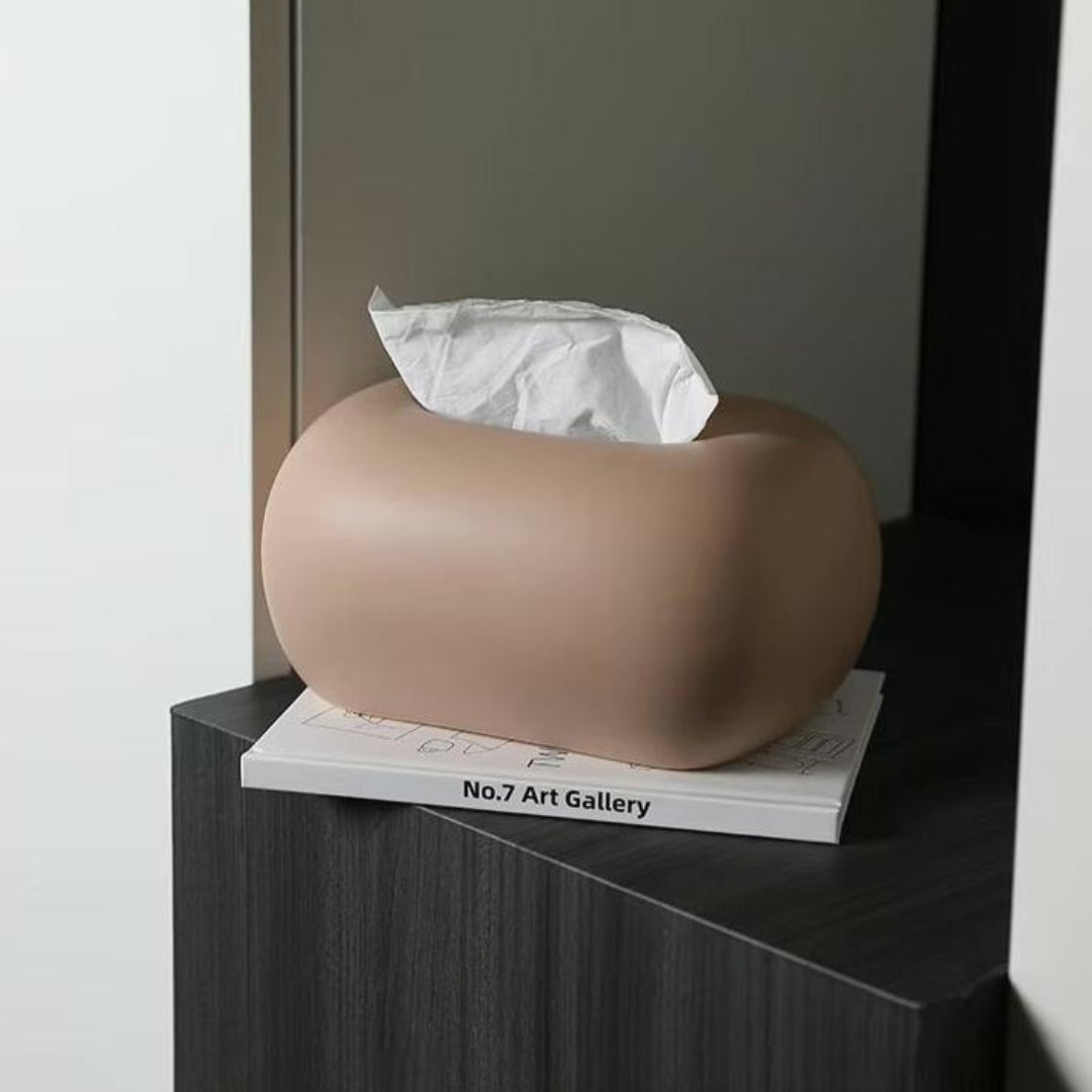 Clean-Lined Ceramic Tissue Box | Minimal Home Accent Decor Khaki