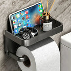 Minimal Toilet Paper Holder | Space Saving Shelf Storage Gray