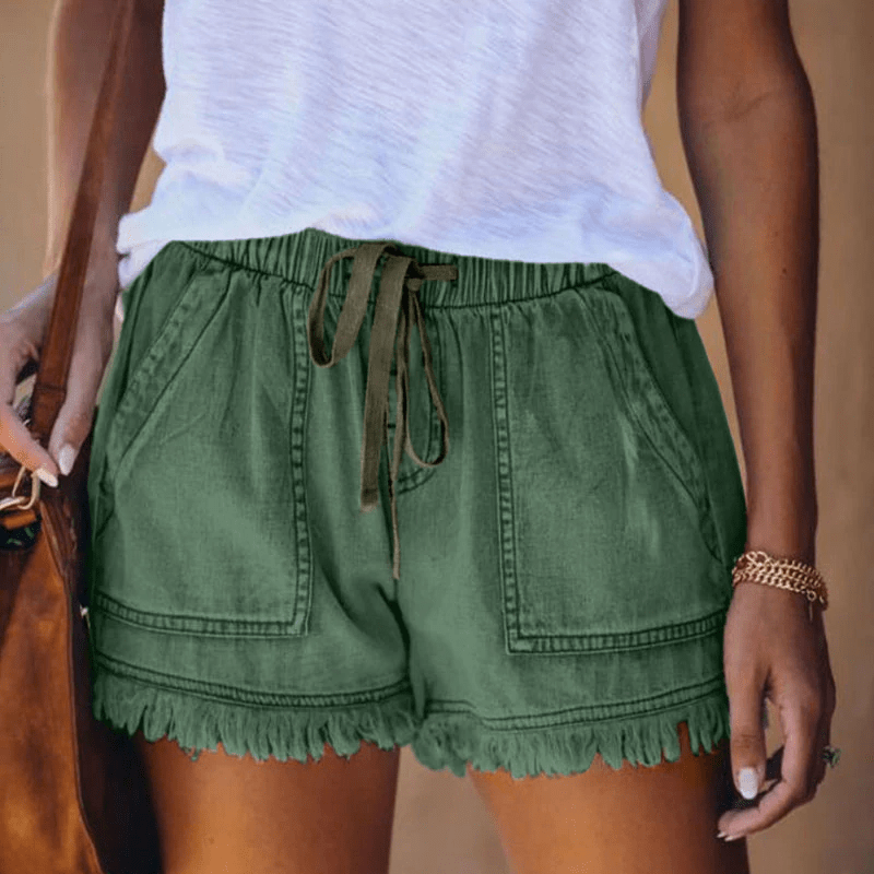 Women’s Stylish High-Waisted Denim Shorts for Trendy Looks Green