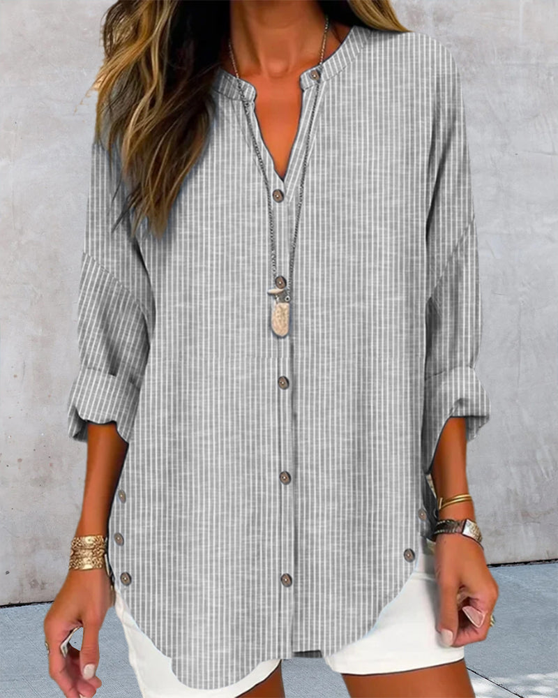 Women’s Relaxed Striped Button Blouse – Casual Summer Top