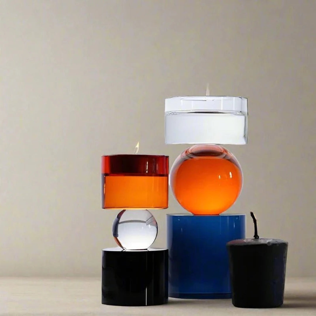 Colourful Geometric Crystal Candle Holder for Modern Decor