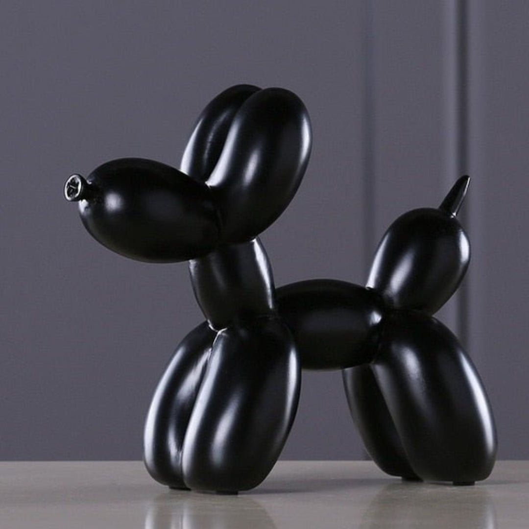 Iconic Chrome Balloon Dog Sculpture | Gallery Style Accent Black