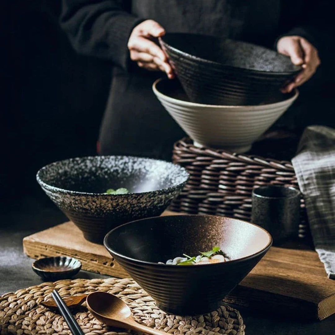 Sculptural Japanese Ceramic Ramen Bowl | Artisan Finish