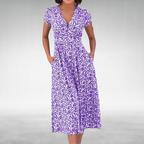 Women’s Elegant Floral Summer Dress – Relaxed Summer Dress Purple