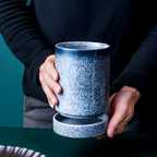 Ceramic Cutlery Holder for Stylish and Tidy Kitchen Counter Blue