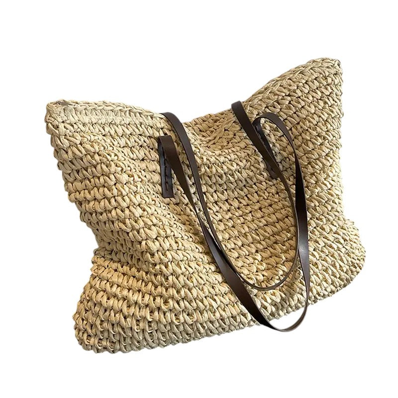 Women’s Spacious Beach Tote Bag – Effortless Summer Style Beige