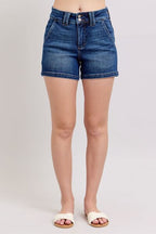 Women’s Plus Size Double Button Waist Denim Shorts