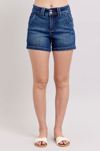 Women’s Plus Size Double Button Waist Denim Shorts