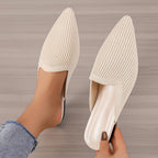 Women’s Knitted Flat Mules – Everyday Footwear Beige