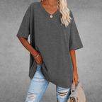 Women’s Relaxed Oversized V-Neck Top Dark Gray