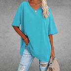 Women’s Relaxed Oversized V-Neck Top Light Blue