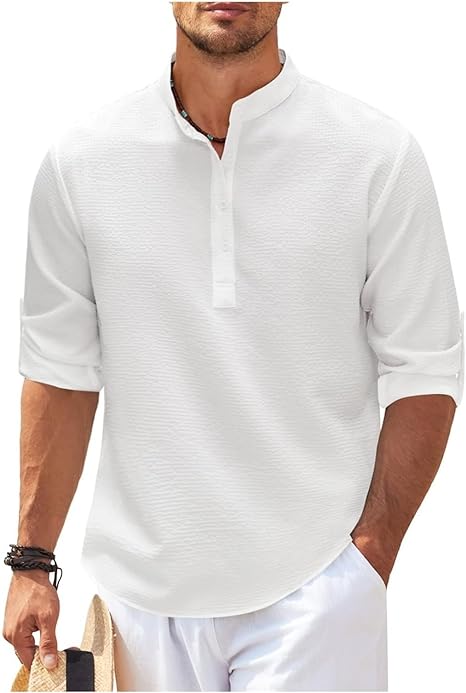 Men’s Lightweight Casual Shirt - Relaxed Fit White