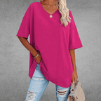 Women’s Relaxed Oversized V-Neck Top Purple