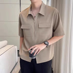 Men’s Short Sleeve Zip Up Casual Shirt