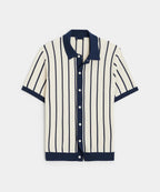 Men’s Short Sleeve Vertical Striped Button-Down Shirt