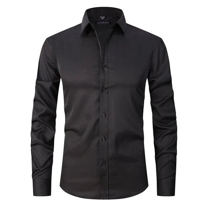 Men’s Comfortable Wrinkle-Resistant Button-Up Shirt Black
