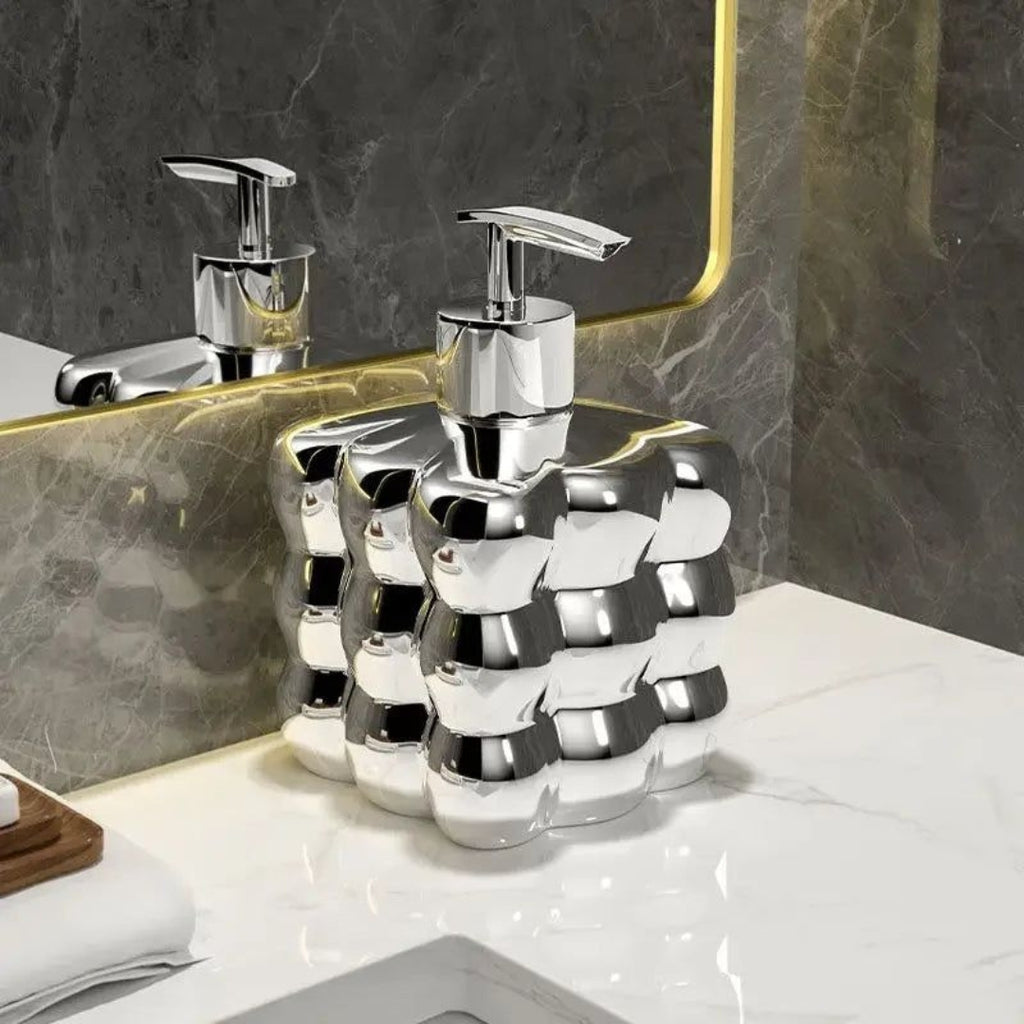 Decorative Luxury Soap Dispenser for Bathroom and Kitchen Silver