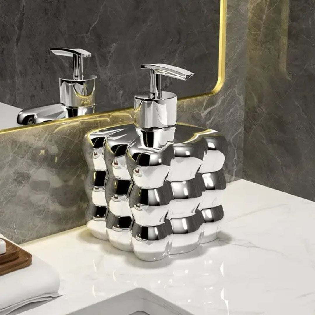 Decorative Luxury Soap Dispenser for Bathroom and Kitchen Silver