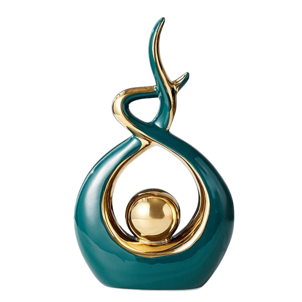 Sculptural Abstract Ceramic Accent | Elevated Home Decor Green