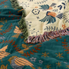 Scandinavian Reversible Throw | Nordic Bird Pattern Style