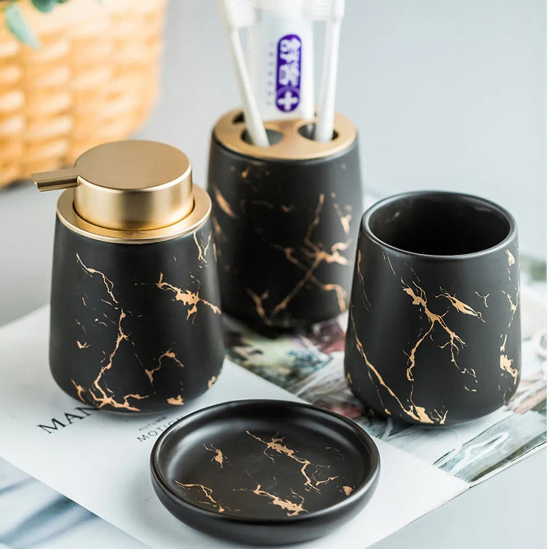 Luxury Marble Bathroom Set | Refined Minimalist Style Decor Black