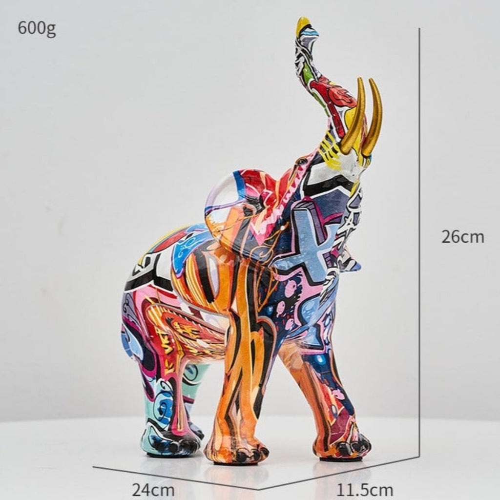 Artistic Elephant Sculpture with Nordic Inspired Home Decor Graffiti Large: 26x24 cm