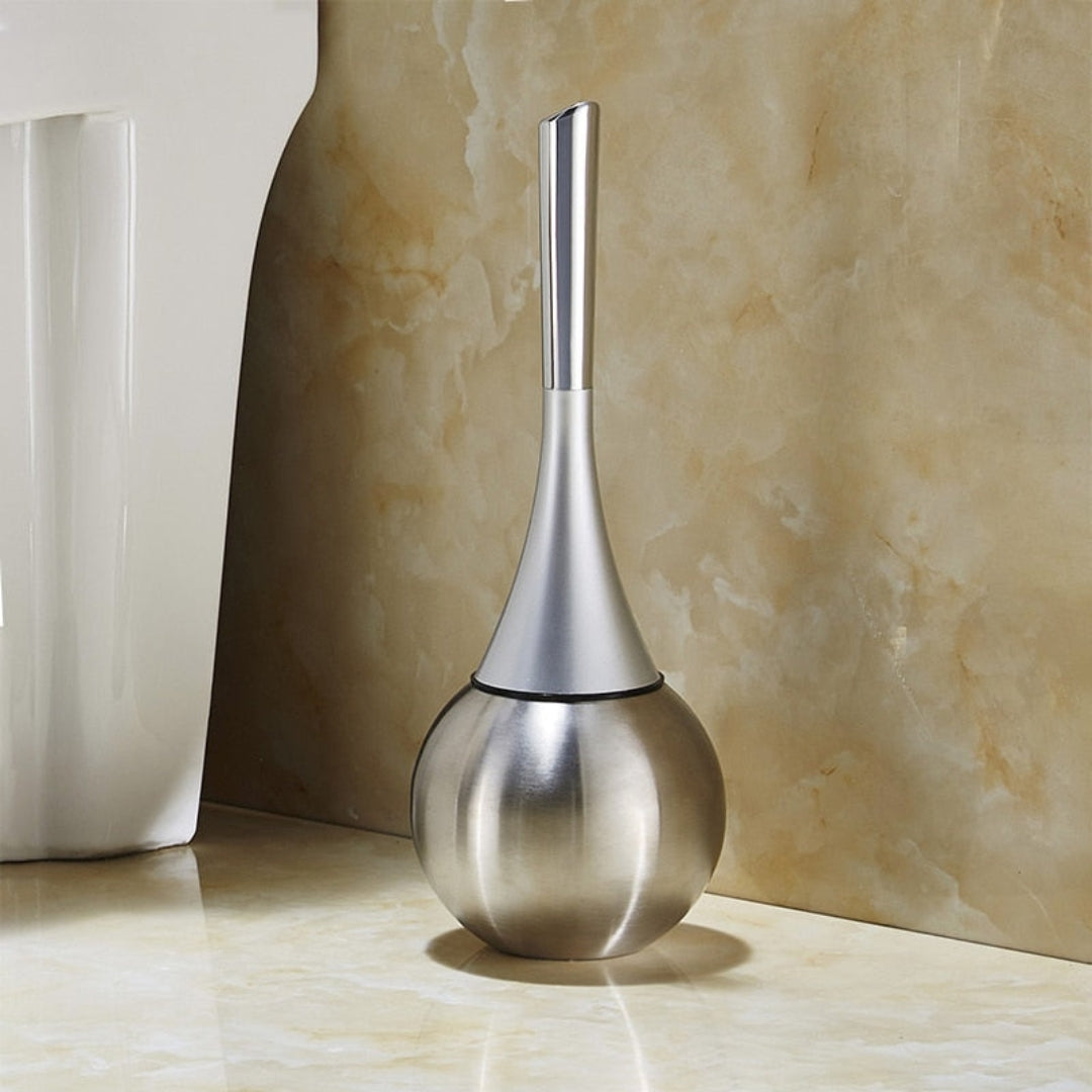Bathroom Toilet Brush Set with Sleek Modern Cleaning Design Silver
